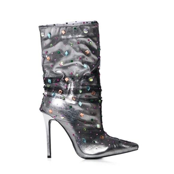 Azalea Wang Liora Women’s Stiletto Mid Calf Bootie Pointed Toe Black 7.5 NIB - Picture 2 of 10